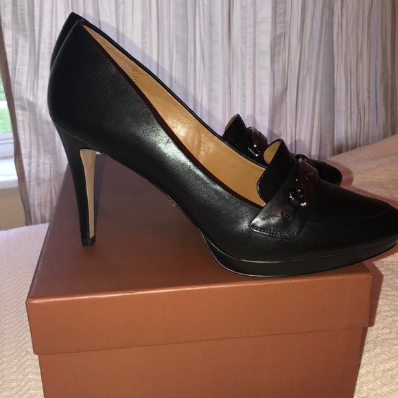 Coach Black Garden Platform Heels SZ 9 - Picture 4 of 10